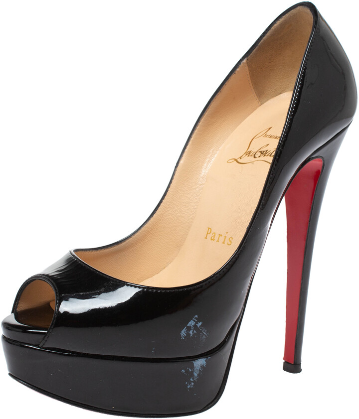 Red Sole Black Peep Toe Pumps | Shop the world's largest collection of  fashion | ShopStyle