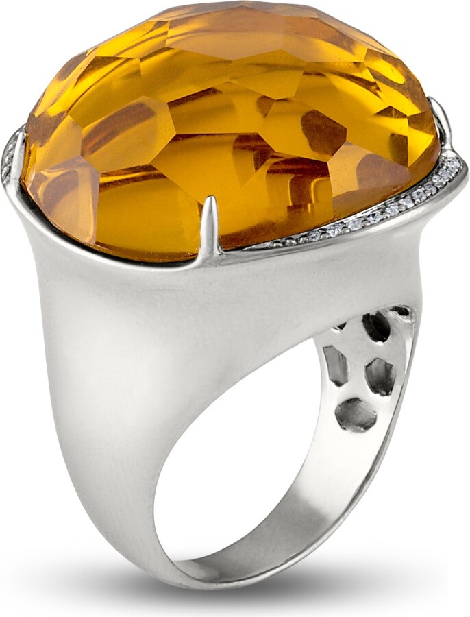 Sara Shala Design Palace Ring Silver With Yellow Citrine ShopStyle
