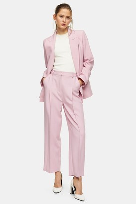 Topshop Pink Tab Waist Straight Pants - ShopStyle