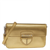 Thumbnail for your product : Prada Metallic Gold Leather Flap Crossbody Bag