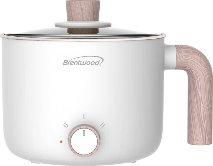 Brentwood 1.6-Qt. Multi-Function Electric Hot Pot Cooker with Ceramic Non-Stick Coating, White, HP-3170W, HP-3170W
