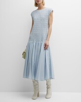 Thumbnail for your product : Merlette New York Stijl Smocked Cap-Sleeve Voile Midi Dress