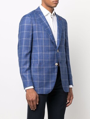 Isaia Check-Pattern Single-Breasted Blazer