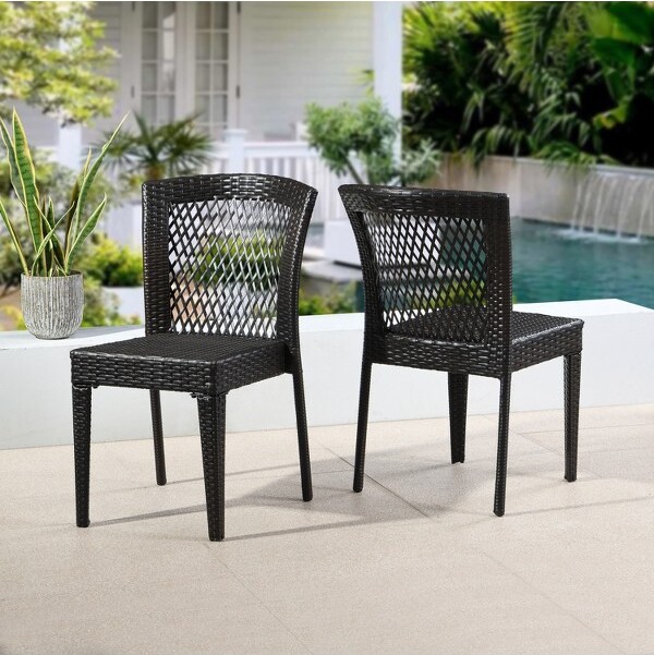 Christopher Knight Home ChristopherKnightHomeKaiaOutdoorRattanandIronStackableDiningChairs(Setof2)Multi-Brown
