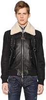 Thumbnail for your product : DSQUARED2 LEATHER BOMBER JACKET W/ SHOULDER STRAPS