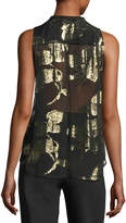 Thumbnail for your product : A.L.C. Tomei Sleeveless Chiffon Top w/ Metallic