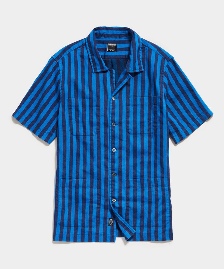 Todd Snyder Italian Striped Guayabera Shirt in Blue - ShopStyle