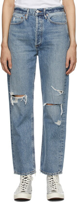 AGOLDE Blue Distressed '90s Mid-Rise Loose Fit Jeans