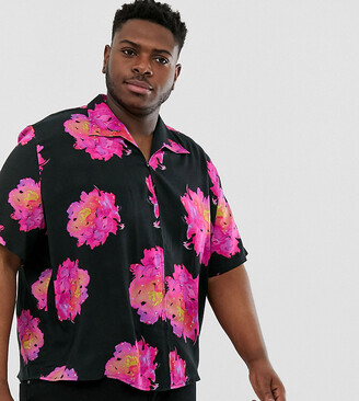ASOS DESIGN Plus relaxed zip through floral shirt