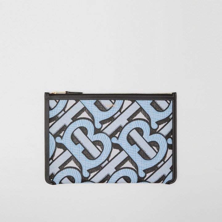 Burberry Monogram Print E-canvas and Leather Pouch - ShopStyle 