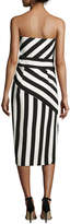 Thumbnail for your product : Milly Striped Strapless Cutout Dress, Black/White