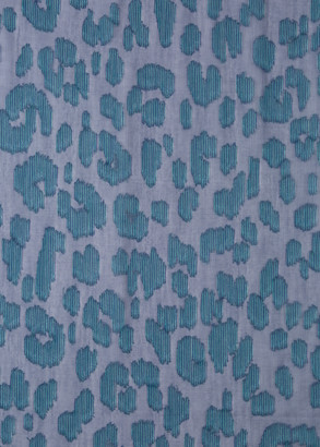 Paul Smith Teal 'Leopard' Silk-Blend Print Scarf