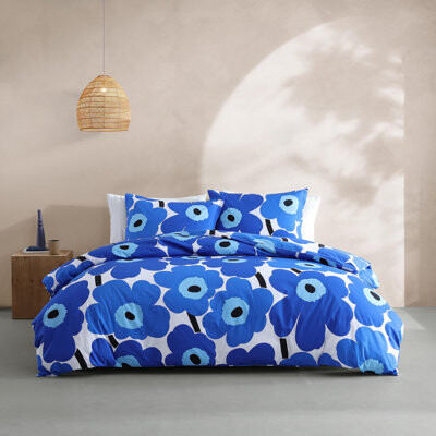 Marimekko Unikko Blue Cotton Reversible Comforter Set