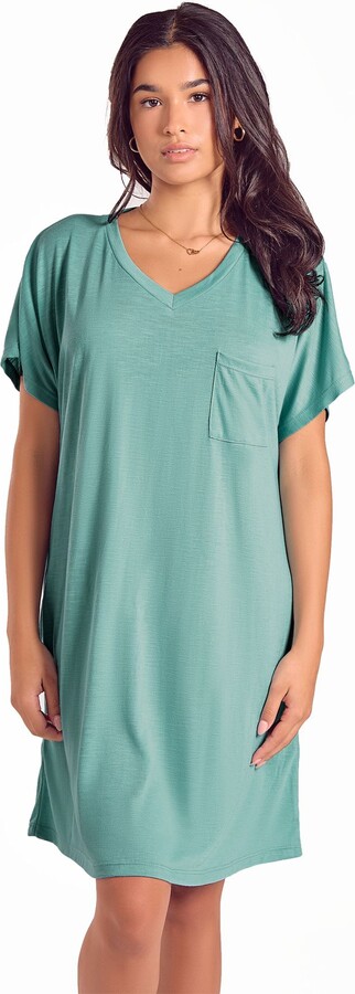 iCollection Soft Knit V-Neck Sleep Dress