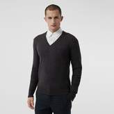 Thumbnail for your product : Burberry Check Detail Merino Wool V-neck Sweater