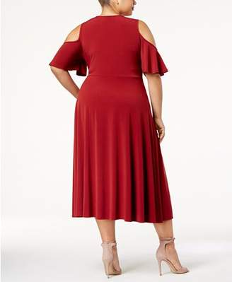 Soprano Trendy Plus Size Cold-Shoulder Dress