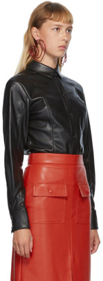 MSGM Black Faux-Leather Shirt