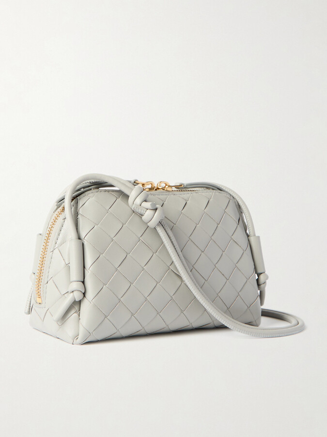 Bottega Veneta Concert Pouch Intrecciato Leather Shoulder Bag - Gray