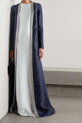Reem Acra Embellished Layered Mikado-piqué Gown - Blue