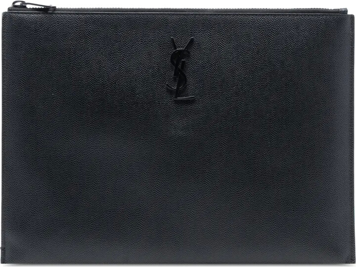 Saint Laurent Pre-Owned 2020 Grain De Poudre Monogram Monochrome iPad Case clutch bag