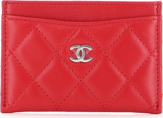 Chanel Card Holder Wallet Red Lambskin Silver Hardware – Madison