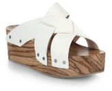 Thumbnail for your product : Proenza Schouler Crisscross Leather & Wooden Platform Slides