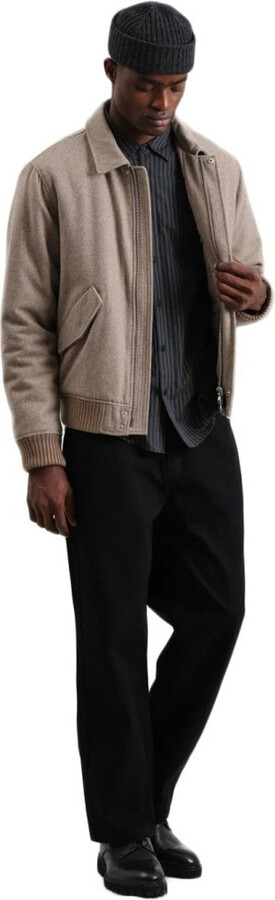 Wax London Classic Padded Wool Blend Bomber Jacket