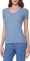 Thumbnail for your product : Akris Short-Sleeve Piqué Scoop-Neck Sweater