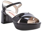 Thumbnail for your product : Prada black leather strappy platform heel sandals