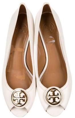 Tory Burch Leather Logo Wedges