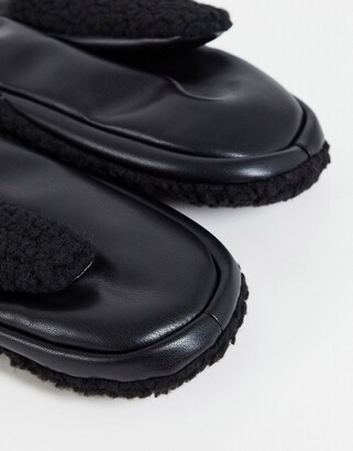 Miss Selfridge black faux leather mittens