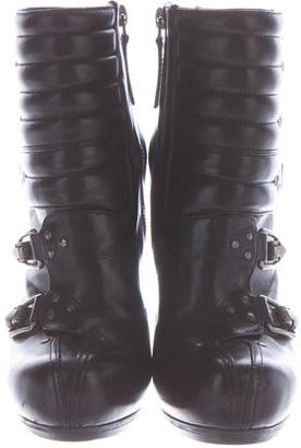 Alexander McQueen Leather Platform Ankle Boots