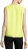 Thumbnail for your product : Halston Pleated-Shoulder Sleeveless Blouse, Lemonade