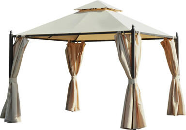 Mercer41 10' X 10' Steel Outdoor Patio Gazebo With Polyester Privacy Curtains