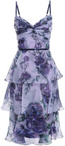 Thumbnail for your product : Marchesa Notte Notte Tiered Twist-front Floral-print Organza Dress