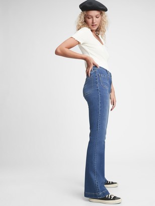 Gap High Rise Patch Pocket Flare Jeans with Washwell - ShopStyle