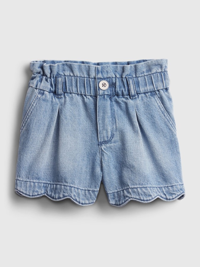 Toddler Scalloped Pull-On Denim Shorts with Washwell