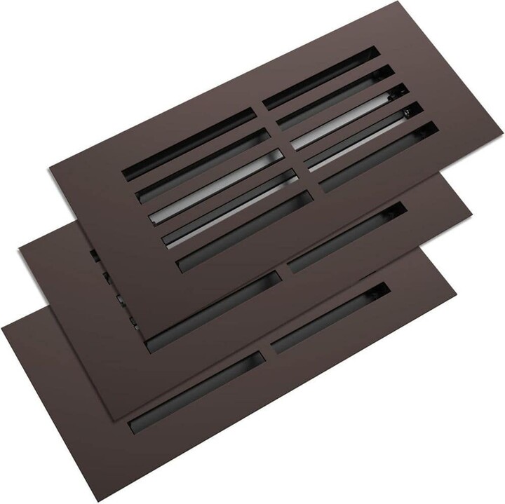 Reggio Registers 4x10 in.(3-Pk)Low-Profile Linear Split Design Floor Registers with RustProof Louvers Oil Rubbed Bronze Steel Vent Covers