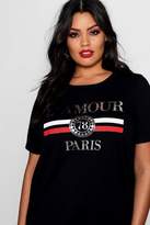 Thumbnail for your product : boohoo Plus L'amour T Shirt Dress