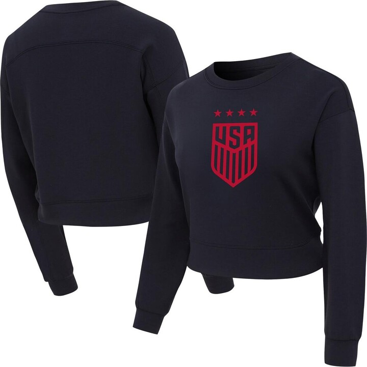 Concepts Sport Women's Black Uswnt Tri-Blend Darby Knit Long Sleeve Crop Top