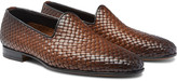 Thumbnail for your product : Santoni Woven Burnished-Leather Loafers