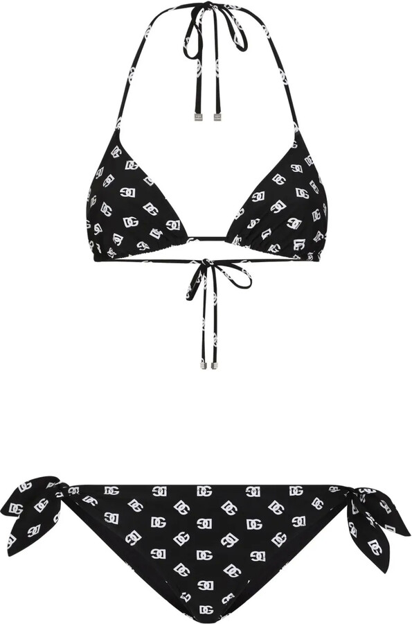 Dolce & Gabbana logo print triangle-cup bikini set