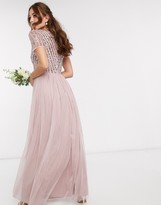 Thumbnail for your product : Maya Bridesmaid v neck maxi dress with tonal delicate sequin in pink