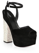 Thumbnail for your product : Giamba Glittered-Heel Suede Sandals