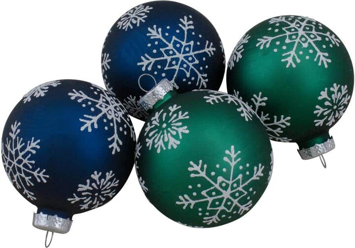 Northlight 2.5 in. Dark Blue and Green Glass Matte Christmas Ball Ornaments Set of 4