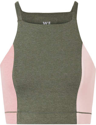 We/Me Wip Cropped Color-block Stretch-jersey Top