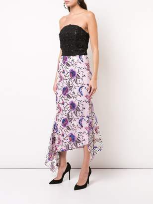 Christian Siriano embroidered floral strapless dress
