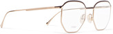 Thumbnail for your product : Fendi Round-Frame Acetate-Trimmed Gold-Tone Metal Optical Glasses