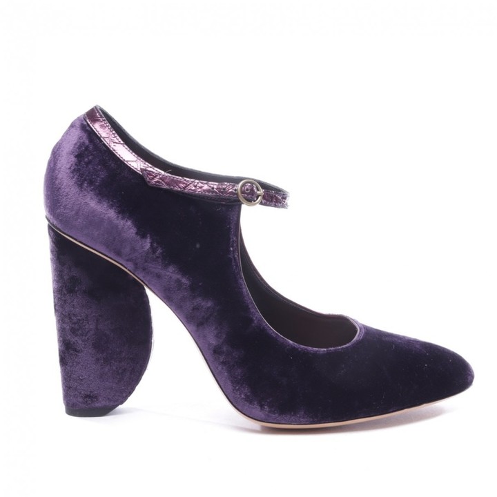 purple velvet heels