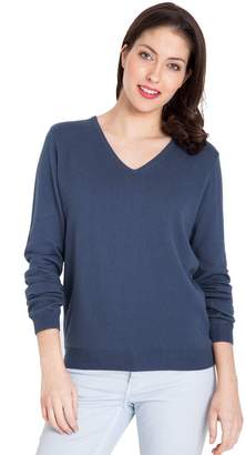 Wool Overs WoolOvers Womens Cashmere and Cotton V Neck Knitted Sweater , S